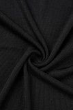 Black Casual Solid Basic Square Collar Long Dress Dresses