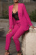 Rose Red Elegant Solid Patchwork V Neck Long Sleeve Two Pieces