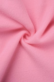 Pink Casual Solid Patchwork Turndown Collar Long Sleeve Two Pieces
