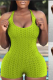 Green Casual Solid Patchwork U Neck Skinny Rompers