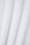 White Casual Solid Patchwork Slit V Neck Long Sleeve Two Pieces