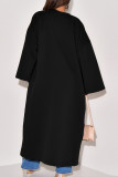 Black Elegant Solid Patchwork Cardigan Collar Outerwear