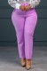 Purple Casual Solid Basic Regular High Waist Conventional Solid Color Trousers