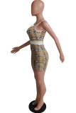 Pink Sexy Plaid Striped Print Patchwork Spaghetti Strap Skinny Rompers