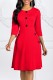 Red Casual Solid Basic O Neck A Line Dresses
