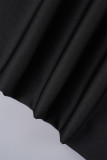 Black Elegant Color Block Patchwork Boot Cut Mid Waist Speaker Positioning Print Bottoms