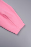 Pink Casual Solid Patchwork Turndown Collar Long Sleeve Two Pieces