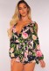 Black Hollow Out Print Casual Fashion Rompers