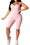 Pink Fashion Casual Solid Sleeveless O Neck Rompers