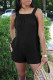 Black Casual Solid Patchwork Backless Spaghetti Strap Straight Rompers