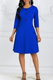 Royal Blue Casual Solid Basic O Neck A Line Dresses