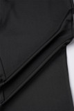 Black Sexy Solid Hollowed Out Backless Slit Halter Skinny Jumpsuits