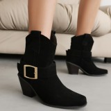 Black Casual Patchwork Solid Color Pointed Comfortable Out Door Shoes (Heel Height 2.75in)
