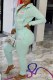 Water Blue Casual Print Letter Hooded Collar Long Sleeve Two Pieces