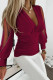 Burgundy Casual Solid Patchwork V Neck Tops