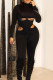 Black Street Solid Hollowed Out Patchwork Zipper Turtleneck Skinny Jumpsuits