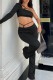 Black Sexy Casual Solid Backless Oblique Collar Long Sleeve Two Pieces