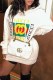 White Casual Print Letter Hooded Collar Tops