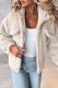 Cream White Casual Solid Cardigan Turndown Collar Outerwear