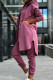 Pink Casual Solid Patchwork Pocket High Opening Slit Zipper Hooded Collar Long Sleeve Two Pieces