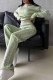 Green Casual Letter Patchwork O Neck Long Sleeve Two Pieces