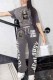 Grey Casual Street Print Letter O Neck Short Sleeve Two Pieces