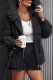 Black Casual Solid Patchwork Cardigan Hooded Collar Outerwear