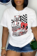 White Casual Street Print Patchwork O Neck T-Shirts