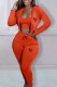 Orange Casual Print Letter Hooded Collar Long Sleeve Three Pieces