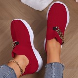 Dark Gray Casual Sportswear Daily Patchwork Metal Accessories Decoration Solid Color Round Comfortable Shoes