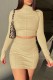 Apricot Casual Solid Basic Half A Turtleneck Long Sleeve Two Pieces