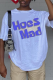 White Casual Daily Print Letter O Neck T-Shirts