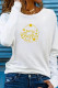 White Casual Print Patchwork O Neck Tops
