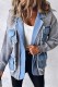 Grey Casual Patchwork Cardigan Turndown Collar Outerwear