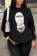 Black Street Daily Print Patchwork O Neck Tops