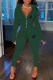 Green Casual Print Letter Turndown Collar Long Sleeve Two Pieces