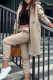 Khaki Casual Solid Patchwork Pocket High Opening Slit Zipper Hooded Collar Long Sleeve Two Pieces