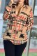 Brown Elegant Striped Print Letter Turndown Collar Outerwear