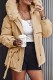 Khaki Casual Solid Patchwork Cardigan Hooded Collar Outerwear