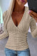Apricot Casual Solid Patchwork V Neck Tops