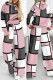 Pink Casual Print Basic Hooded Collar Long Sleeve Two Pieces