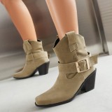 Beige Casual Patchwork Solid Color Pointed Comfortable Out Door Shoes (Heel Height 2.75in)
