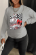 Light Gray Casual Print Patchwork O Neck Tops