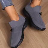 Black Casual Sportswear Daily Patchwork Metal Accessories Decoration Solid Color Round Comfortable Shoes