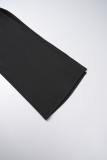 Black Sexy Solid Hollowed Out Backless Slit Halter Skinny Jumpsuits