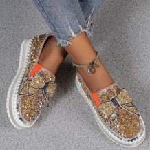 Orange Casual Patchwork With Bow Rhinestone Round Comfortable Out Door Flats Shoes