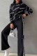 Black Casual Letter Patchwork O Neck Long Sleeve Two Pieces