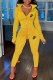 Yellow Casual Print Letter Turndown Collar Long Sleeve Two Pieces