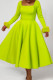 Green Elegant Solid Patchwork Square Collar A Line Dresses