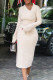 Apricot Sweet Solid Patchwork V Neck Long Dress Dresses
